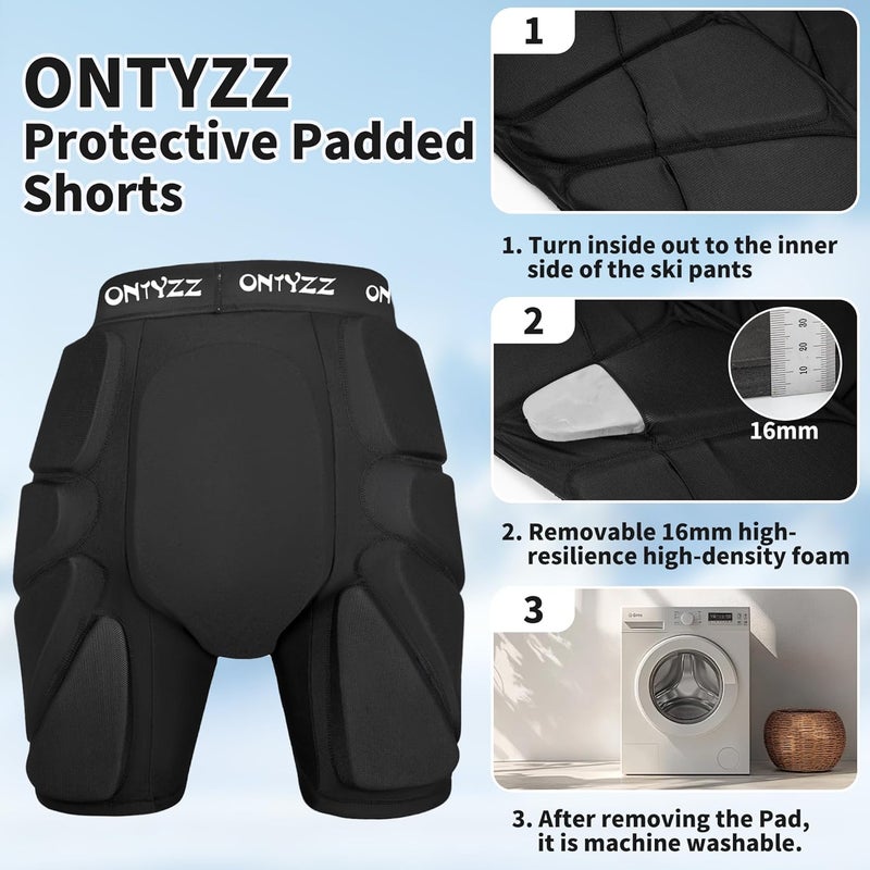 ONTYZZ Protective Padded Shorts, 3D Hip Protection Butt Pads, Impact Gear for Skiing Skating Snowboarding Skateboarding - Image 5
